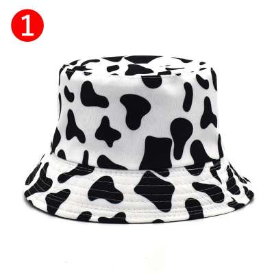 New Fashion Reversible Black White Cow Pattern Bucket Hats Fisherman hats For Women Gorras Summer